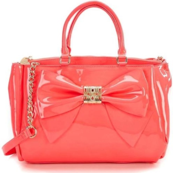 Betsey Johnson Handbags - Betsey Johnson NEON PINK BOW SATCHEL